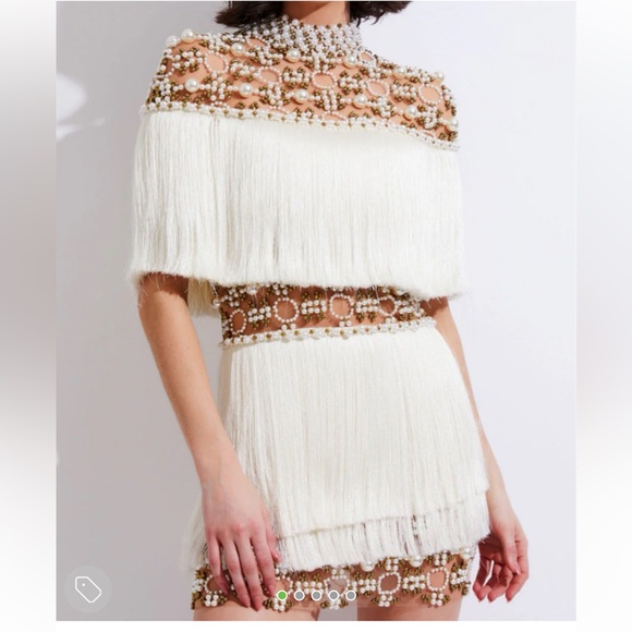 PatBO Dresses & Skirts - PatBO NWT Hand Beaded Fringe Dress